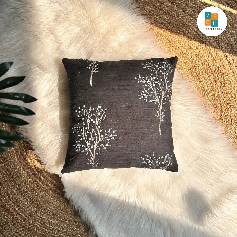 Silk Embroidered Cushion Cover, Size:40cm X 40cm (16" X 16")