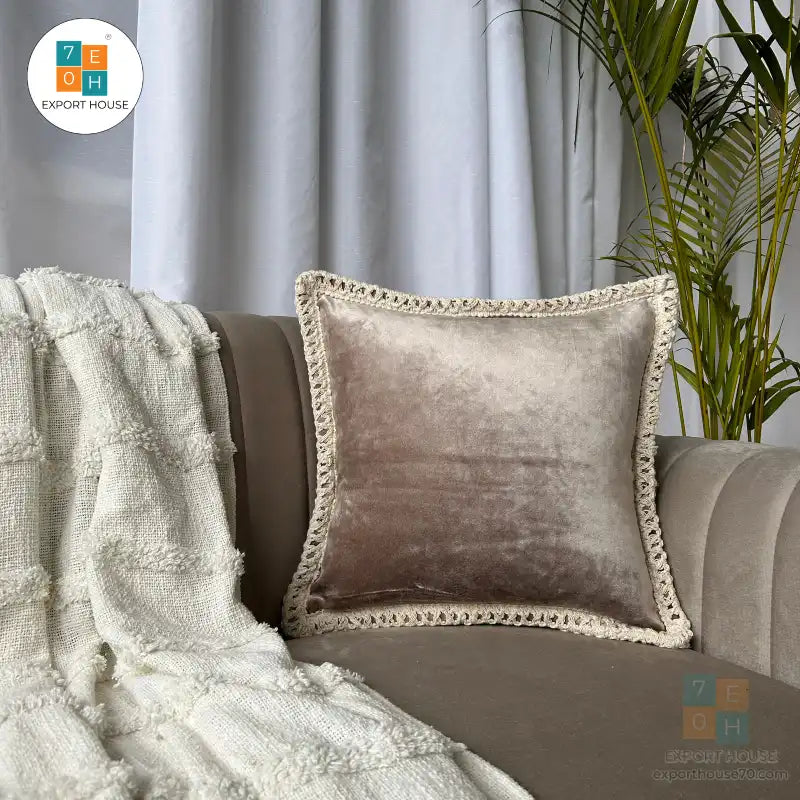 Export House Velvet Plain Cushion Cover - Size:40cm X 40cm (16" X 16")