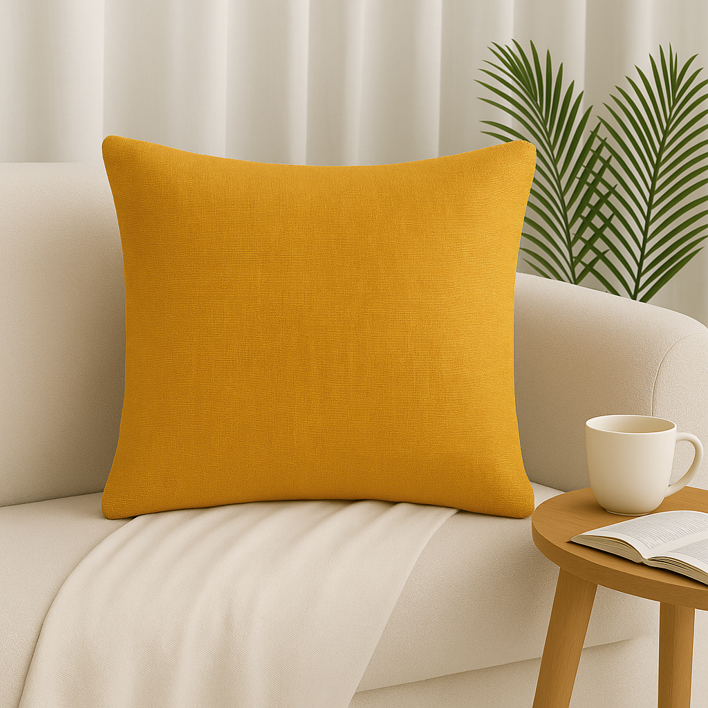 Slub-Cotton Plain Cushion Cover, 40cm X 40cm (16" X 16")