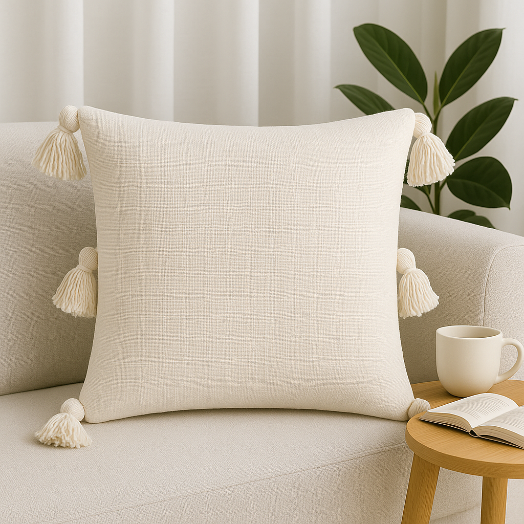Slub-Cotton Plain Cushion Cover, 40cm X 40cm (16" X 16")