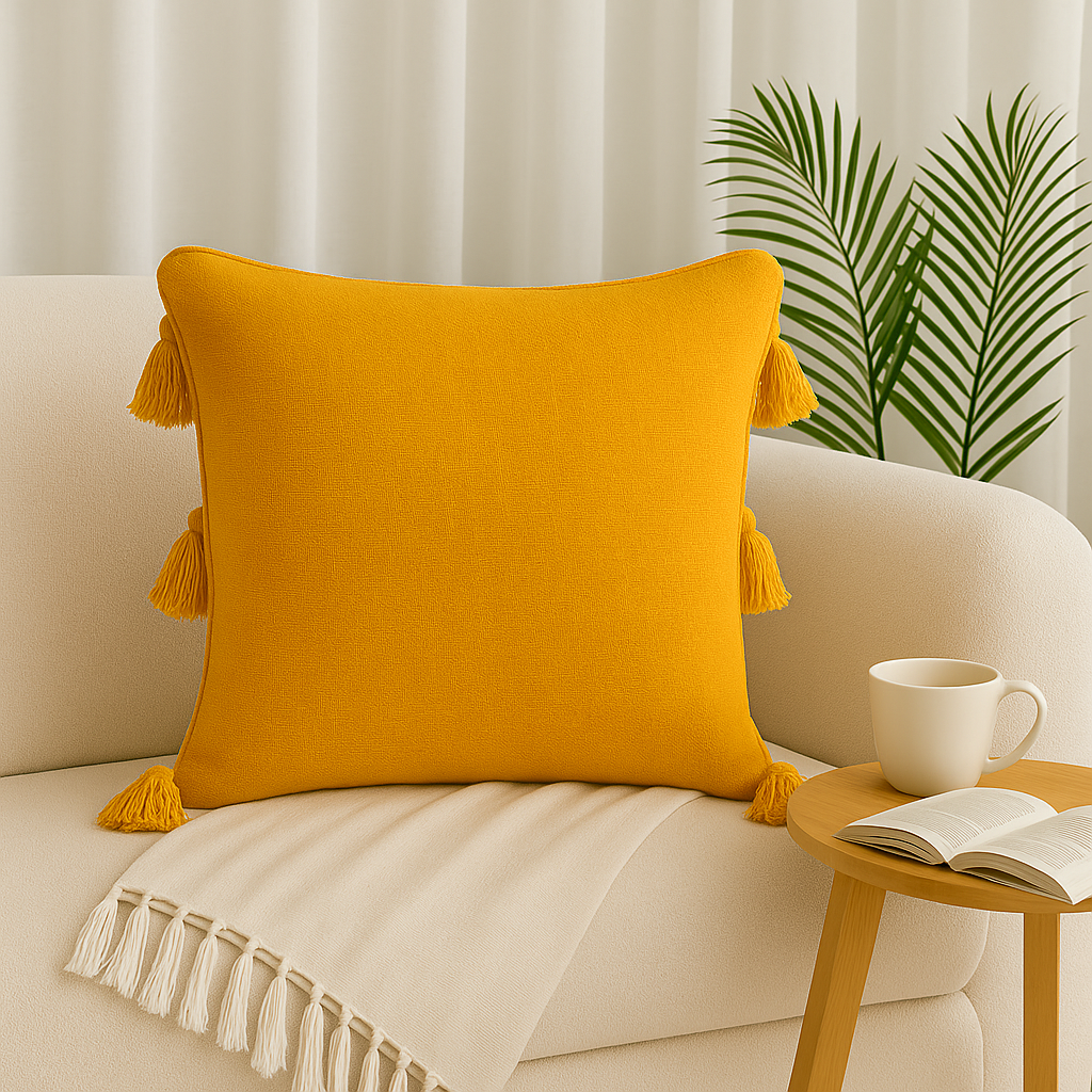 Slub-Cotton Plain Cushion Cover, 40cm X 40cm (16" X 16")