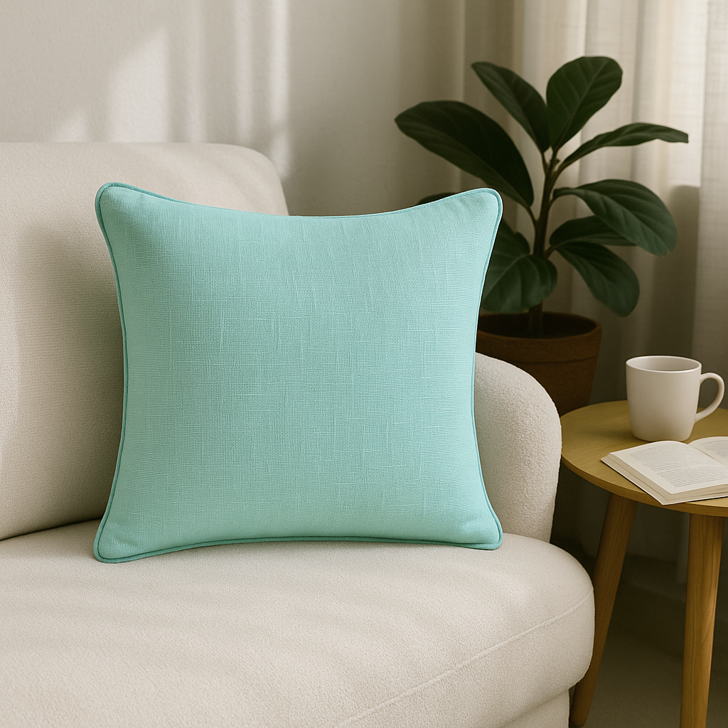 Slub-Cotton Plain Cushion Cover, 40cm X 40cm (16" X 16")