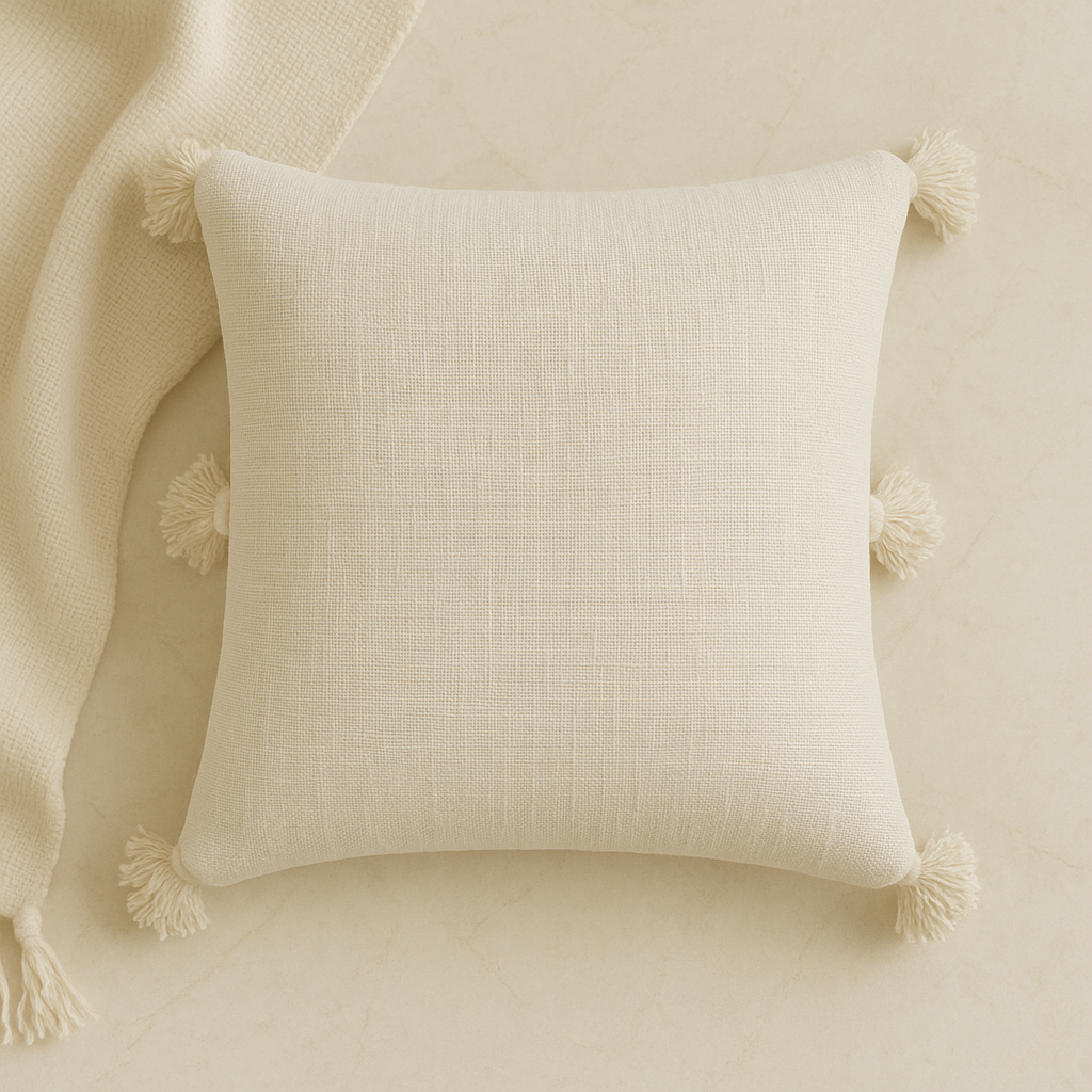 Slub-Cotton Plain Cushion Cover, 40cm X 40cm (16" X 16")