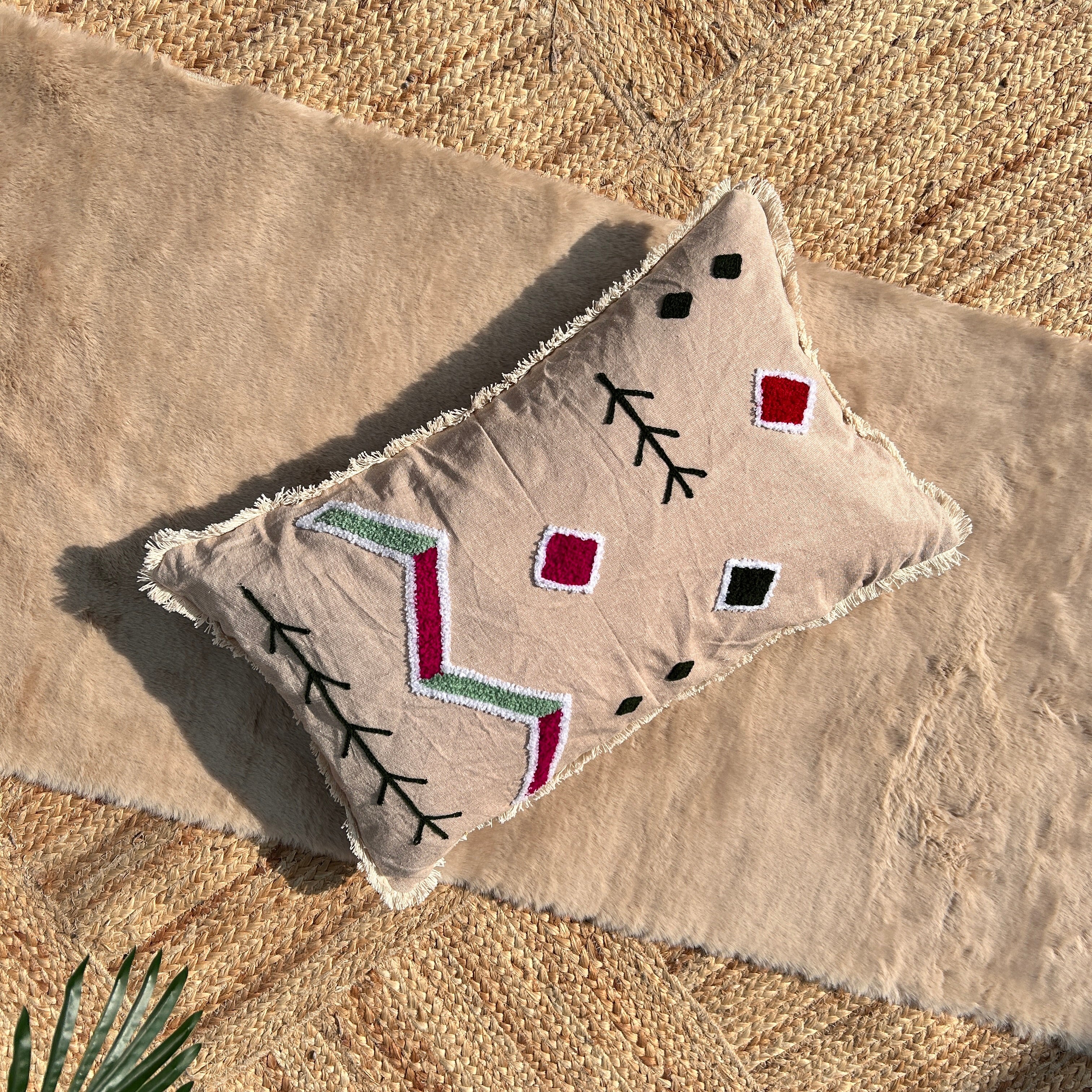 Cotton Embroidered Cushion Cover, 30cm X 50cm (12" X 20")