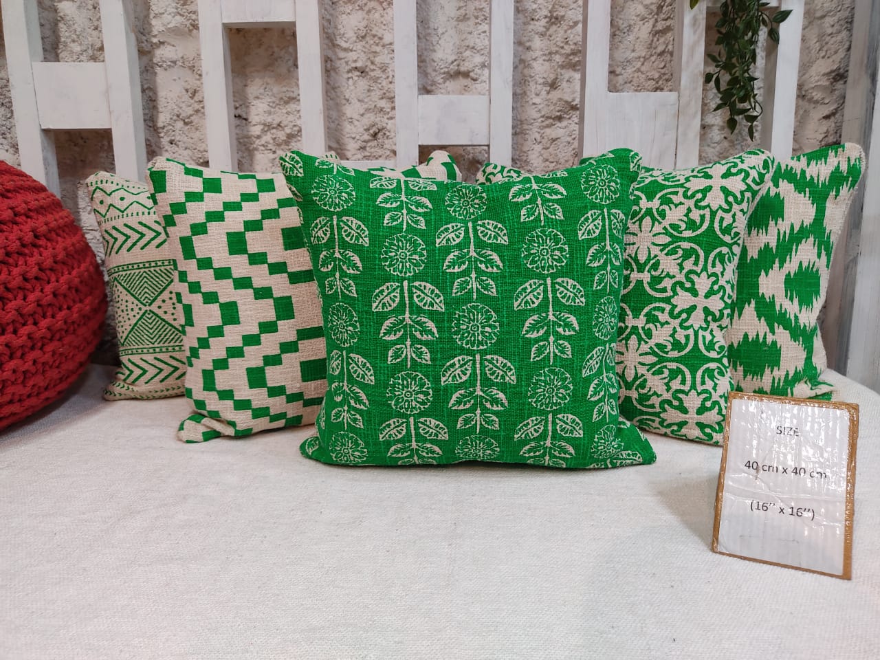 Cotton Boho Cushion Cover - Surplus set of 5, Size:40cm X 40cm (16" X 16")