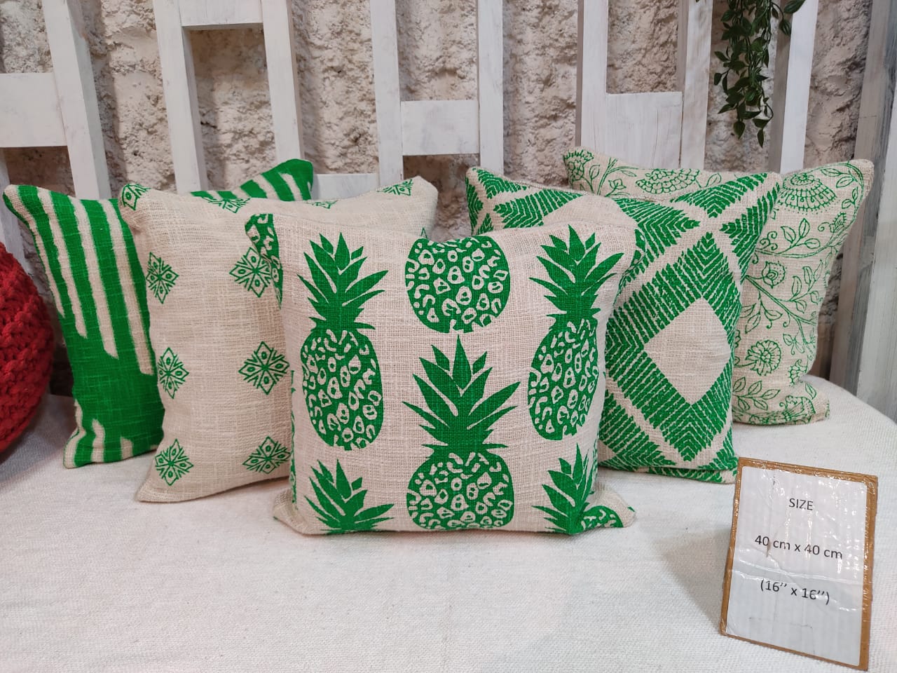 Cotton Boho Cushion Cover - Surplus set of 5, Size:40cm X 40cm (16" X 16")