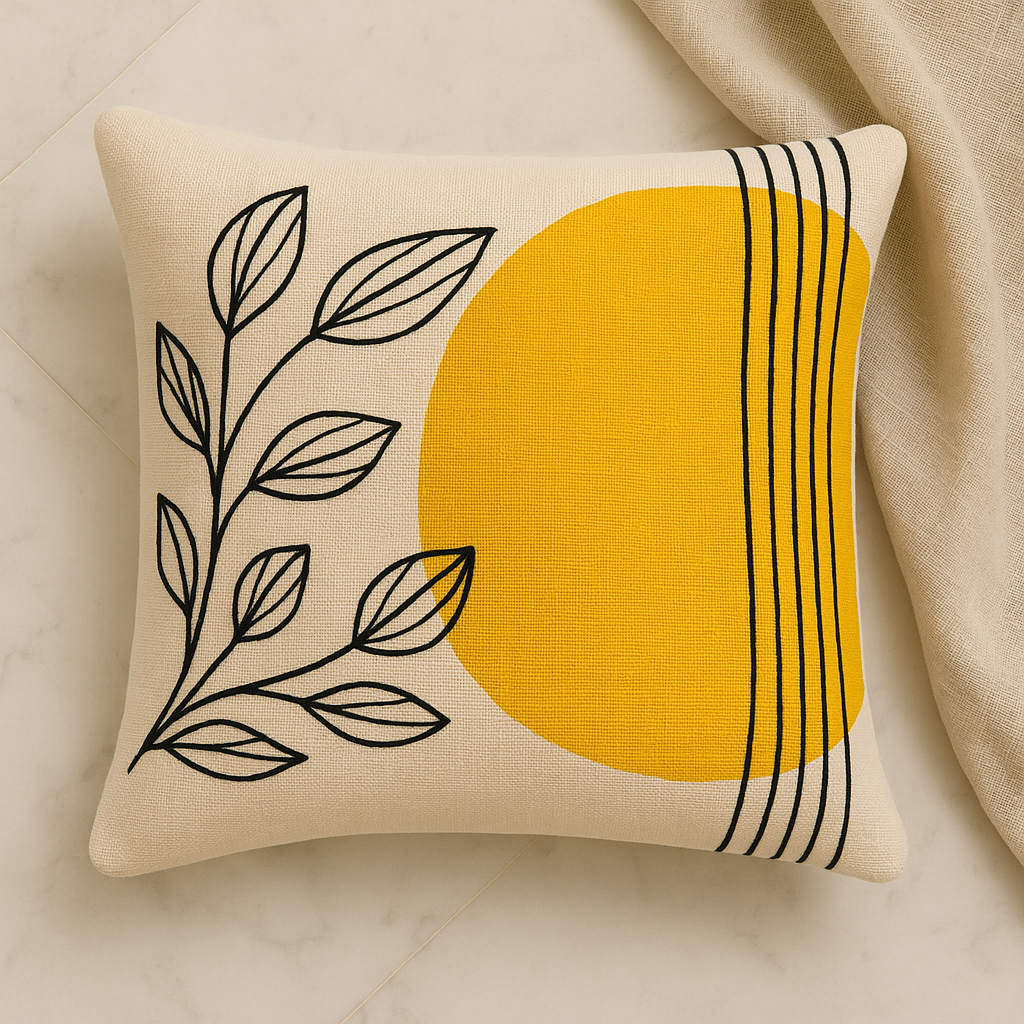 Slub-Cotton Printed Cushion Cover, 40cm X 40cm (16" X 16")