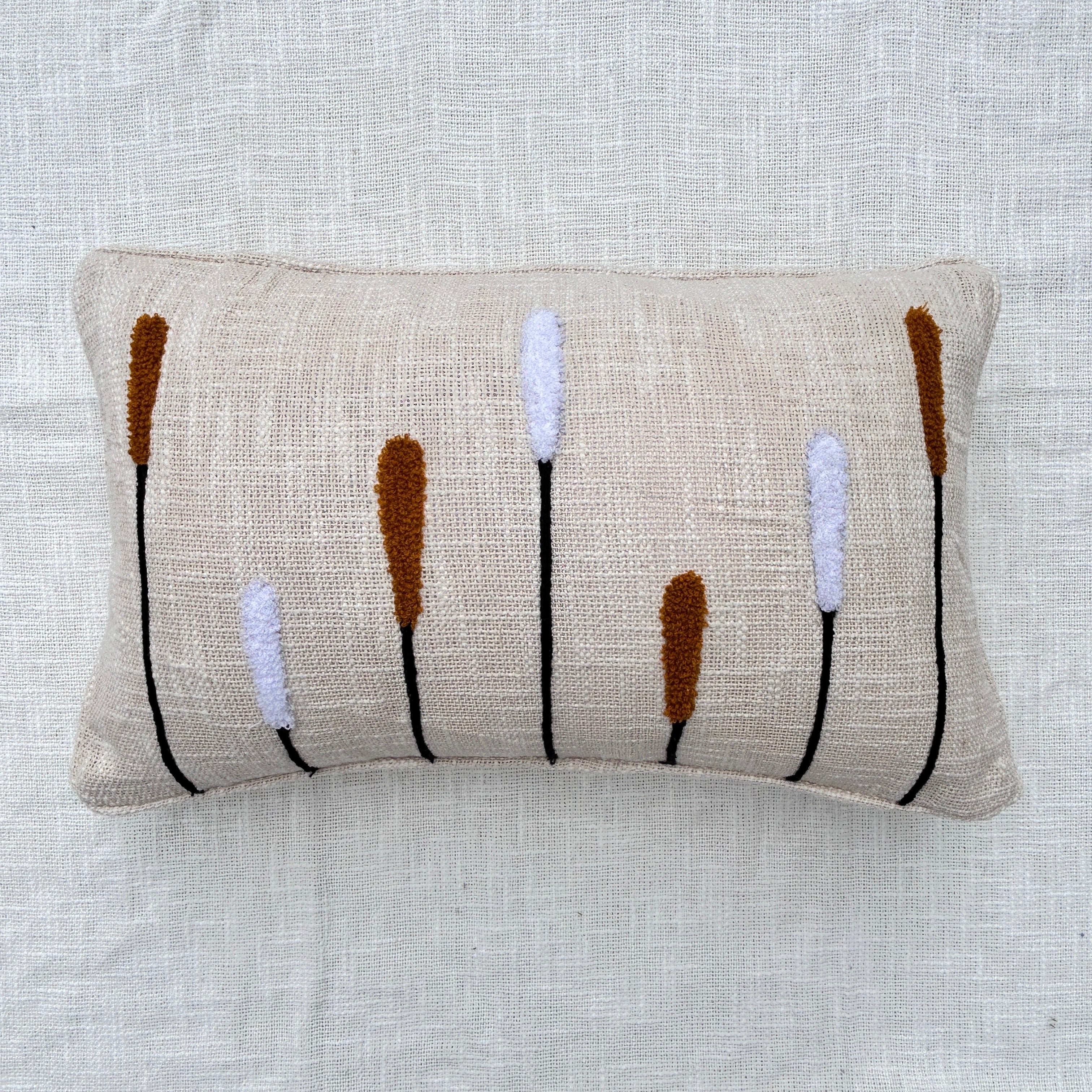 Slub-Cotton Embroidered Cushion Cover, 30cm X 50cm (12" X 20")