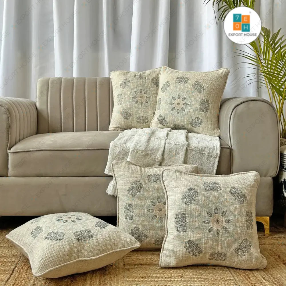 Export House Cotton Embroidered Cushion Cover -  Size:40cm X 40cm (16" X 16")