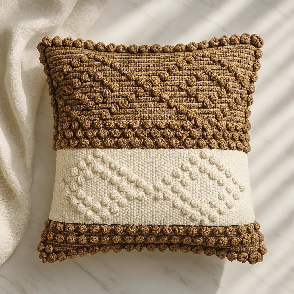 Neutral hues weave - Premium Cushion Cover