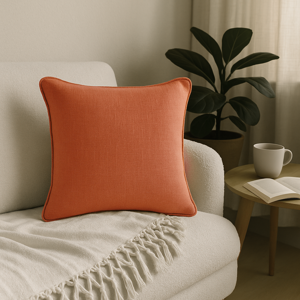 Slub-Cotton Plain Cushion Cover, 40cm X 40cm (16" X 16")