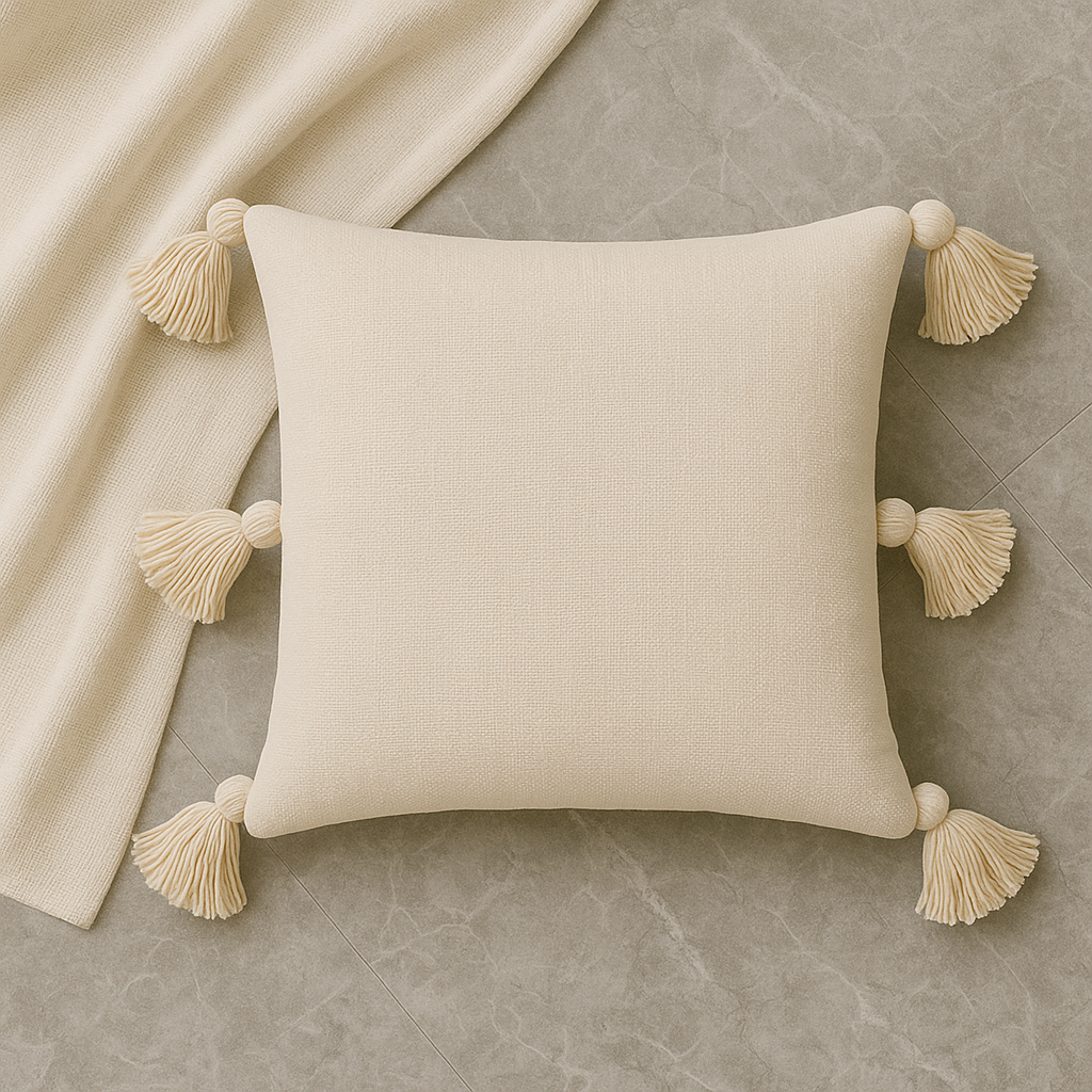 Slub-Cotton Plain Cushion Cover, 40cm X 40cm (16" X 16")
