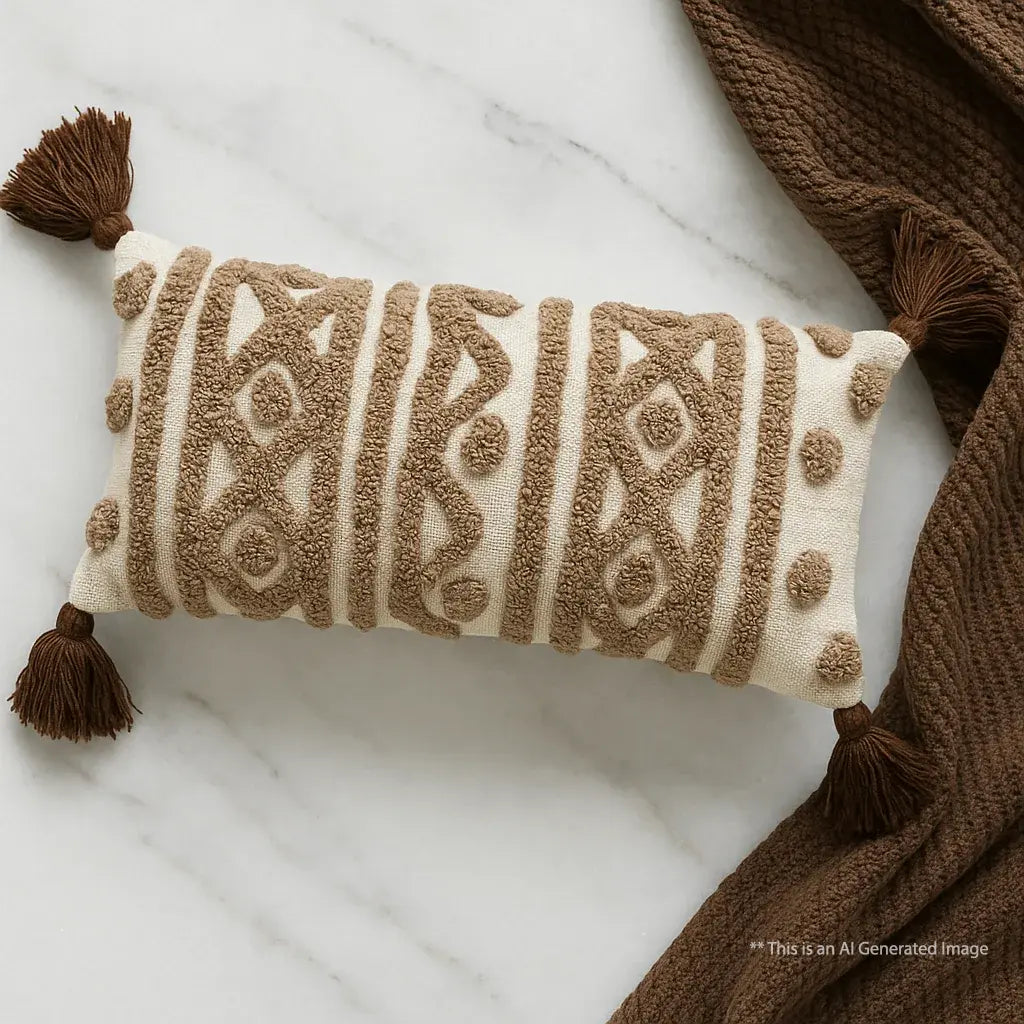 Slub-Cotton Tufted Cushion Cover, 30cm X 50cm (12" X 20")