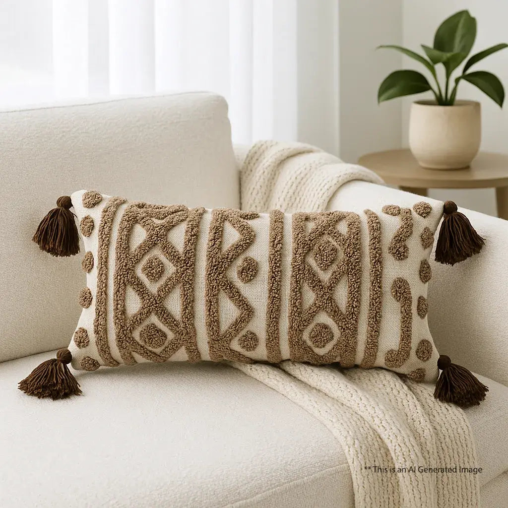 Slub-Cotton Tufted Cushion Cover, 30cm X 50cm (12" X 20")