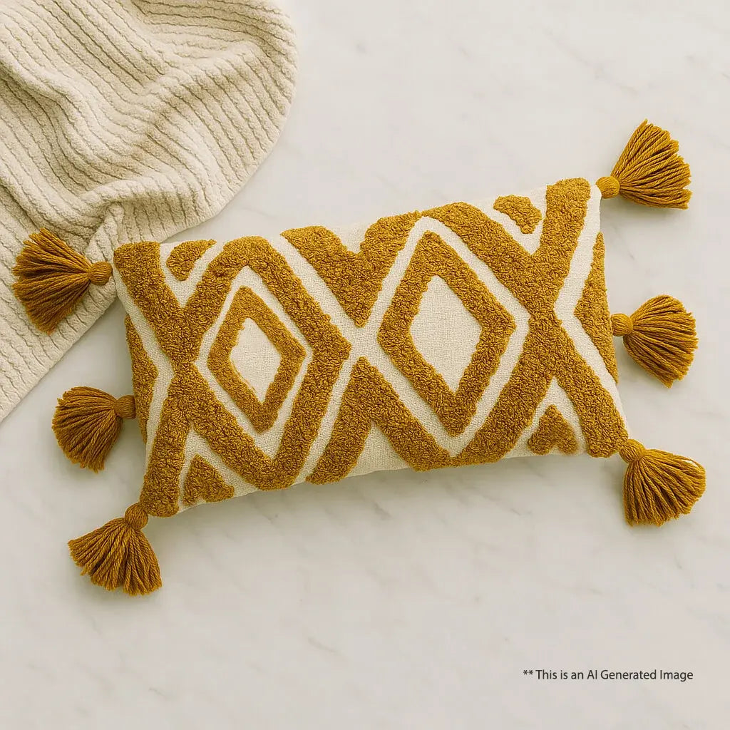 Slub-Cotton Tufted Cushion Cover, 30cm X 50cm (12" X 20")