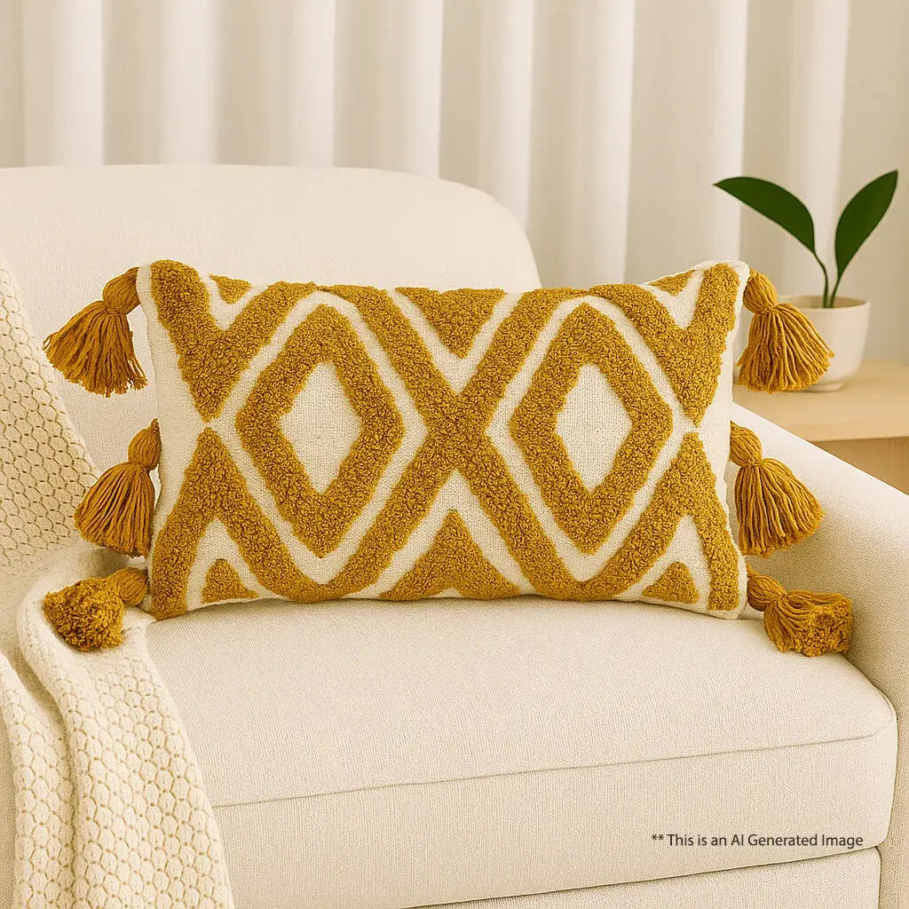 Slub-Cotton Tufted Cushion Cover, 30cm X 50cm (12" X 20")