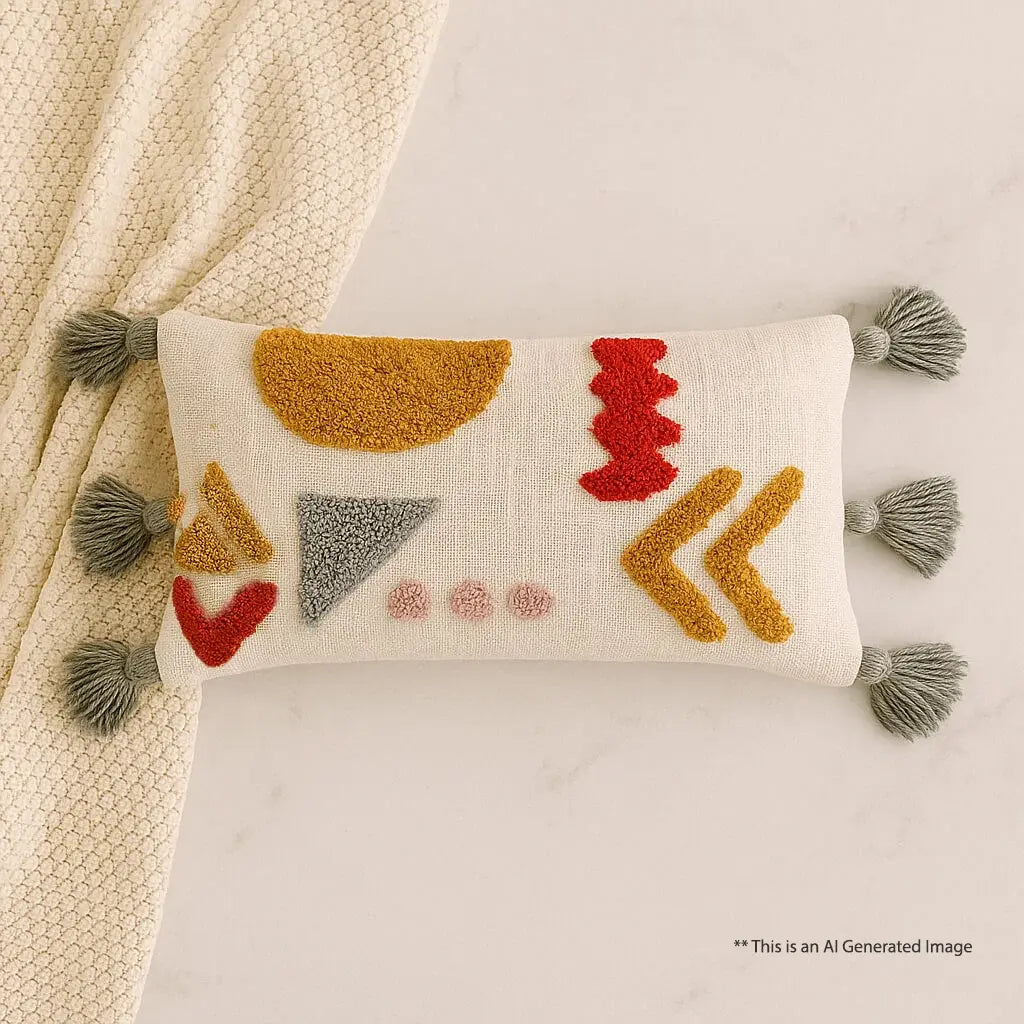 Slub-Cotton Tufted Cushion Cover, 30cm X 50cm (12" X 20")