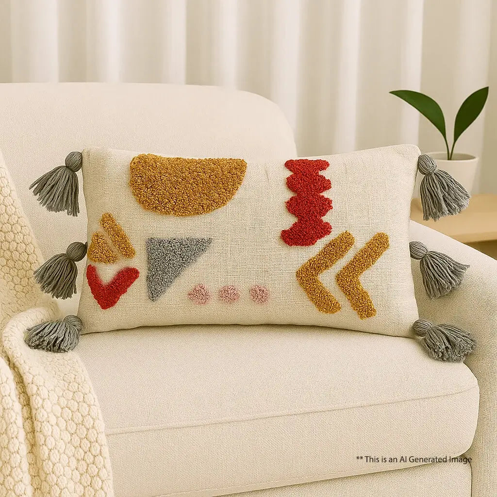 Slub-Cotton Tufted Cushion Cover, 30cm X 50cm (12" X 20")