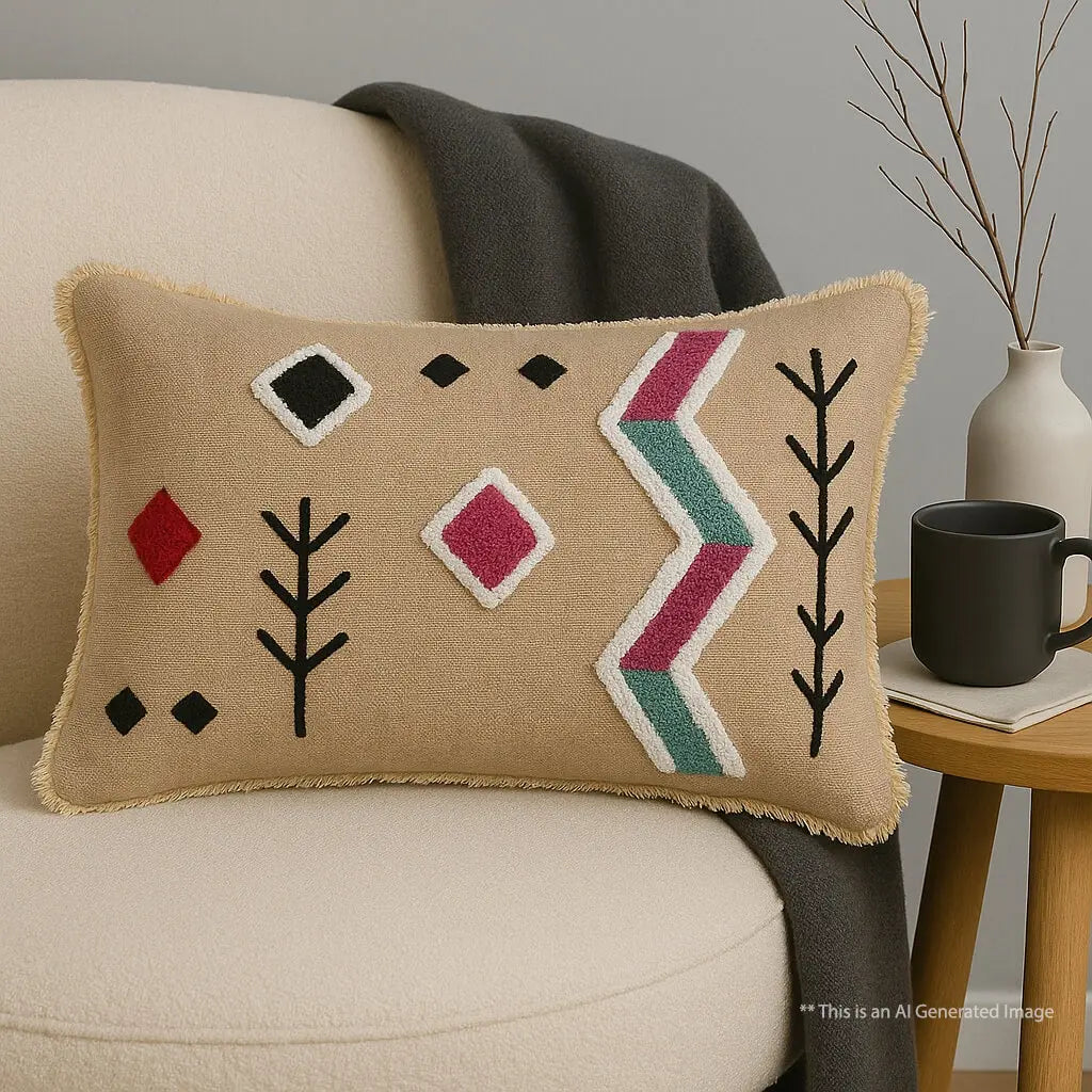 Cotton Embroidered Cushion Cover, 30cm X 50cm (12" X 20")