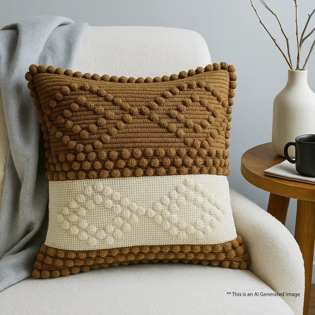 Neutral hues weave - Premium Cushion Cover