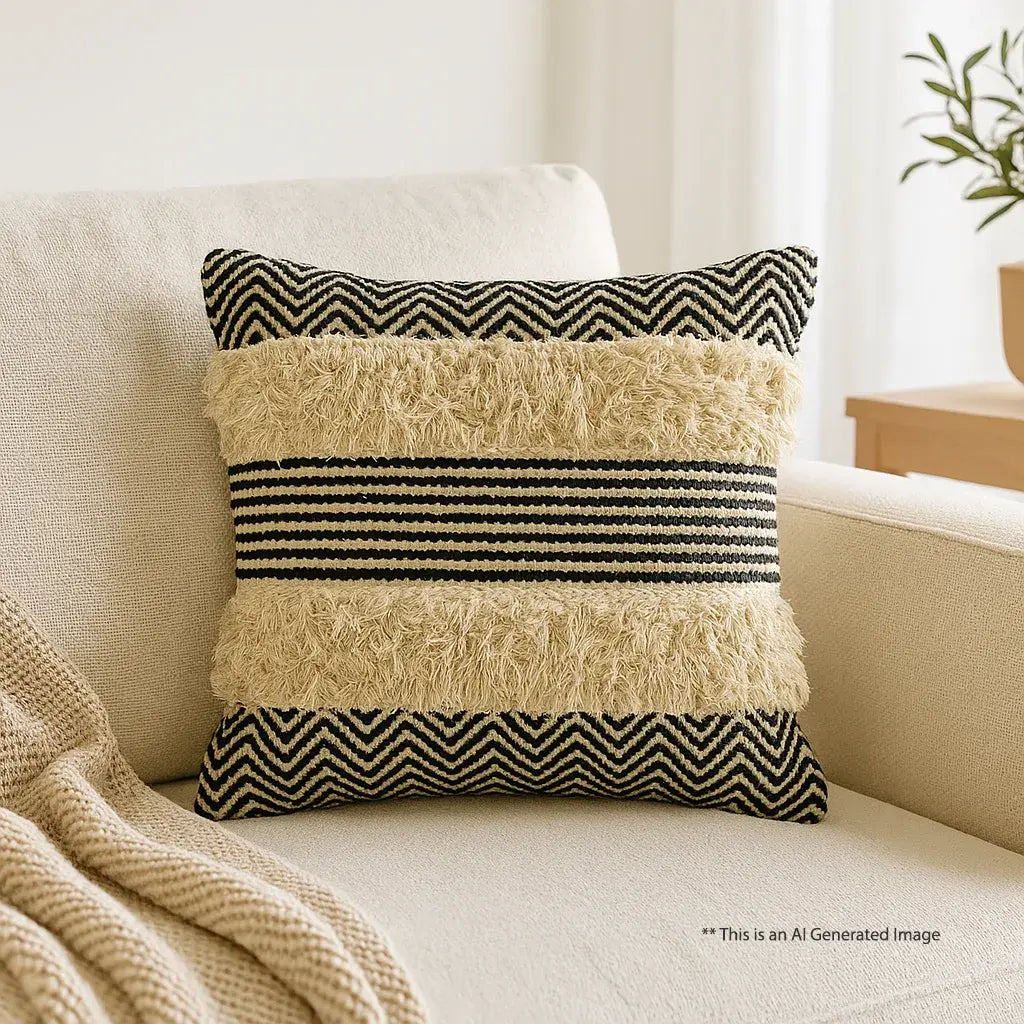 Monochrome weave - Premium Cushion Cover