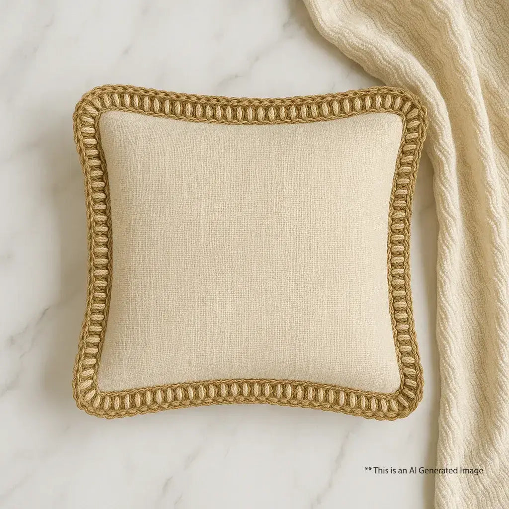 Natural Charm Jute Lace - Premium Cushion Cover