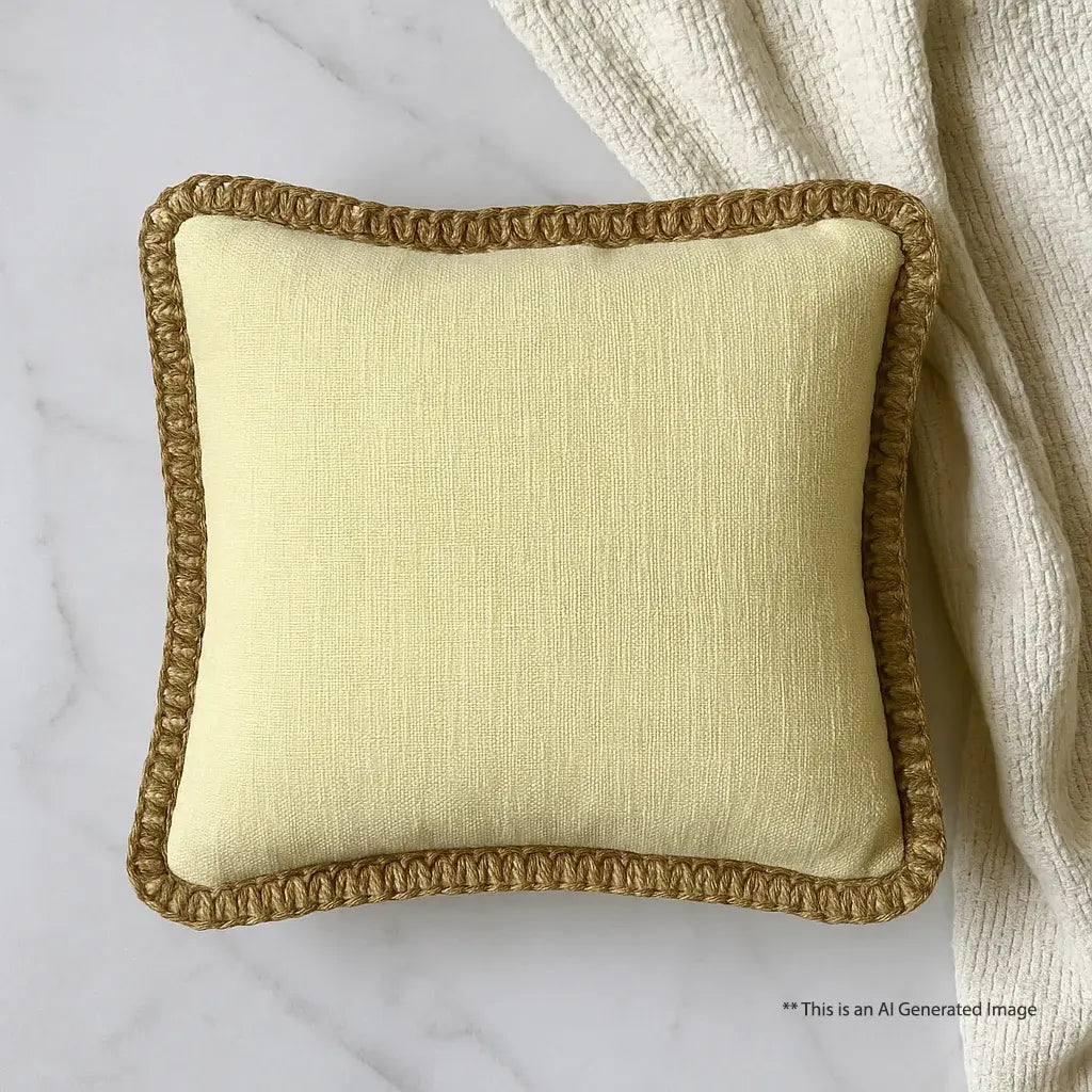 Lemon Delight Jute Lace - Premium Cushion Cover
