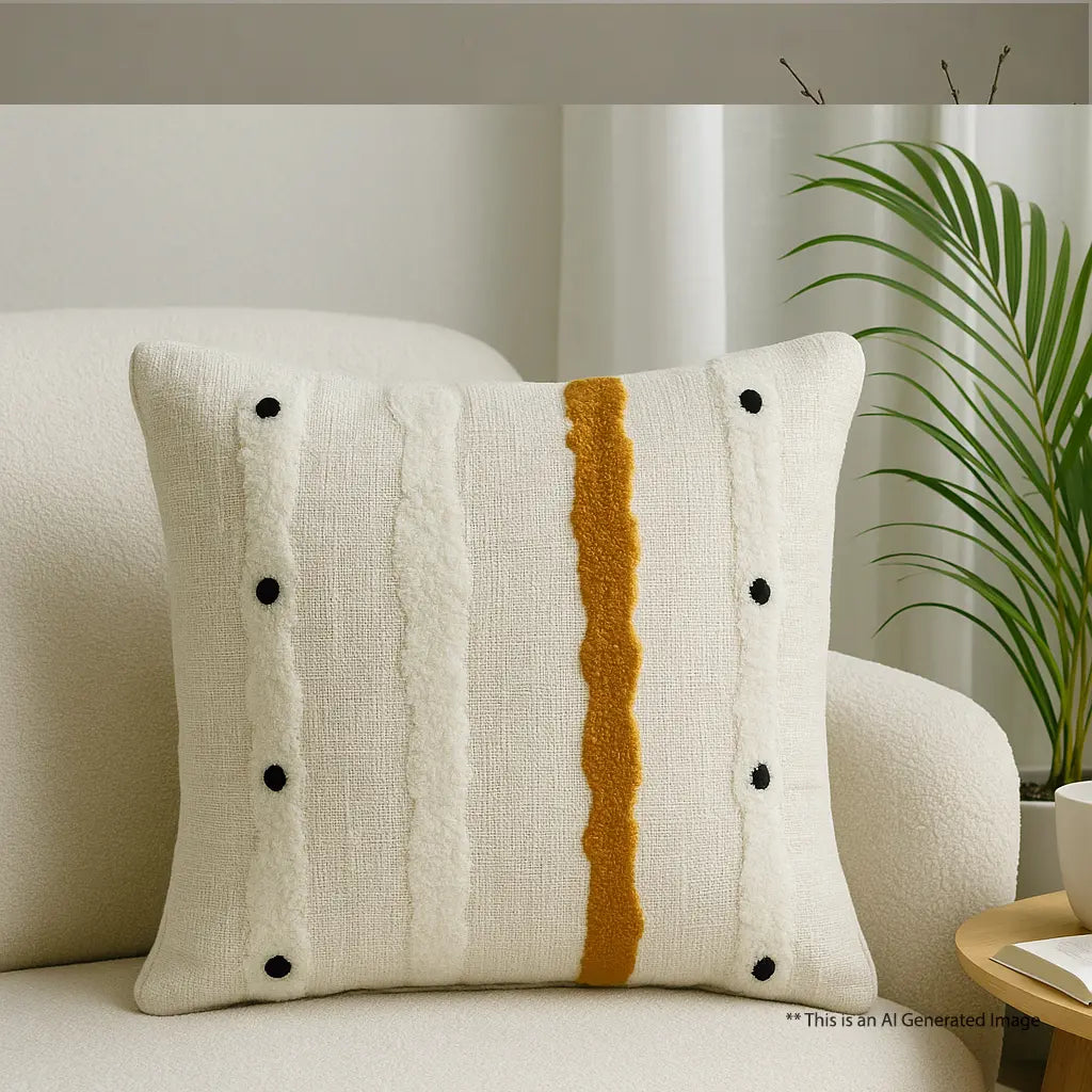 Slub-cotton Tufted Cushion Cover, 40cm X 40cm (16" X 16")