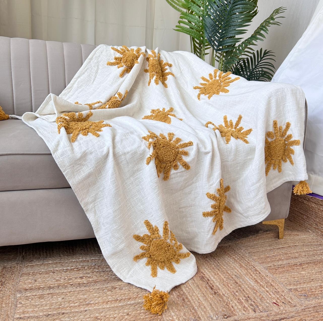 Cotton Premium Sofa Throw Blanket, Size:127cm X 152cm (50