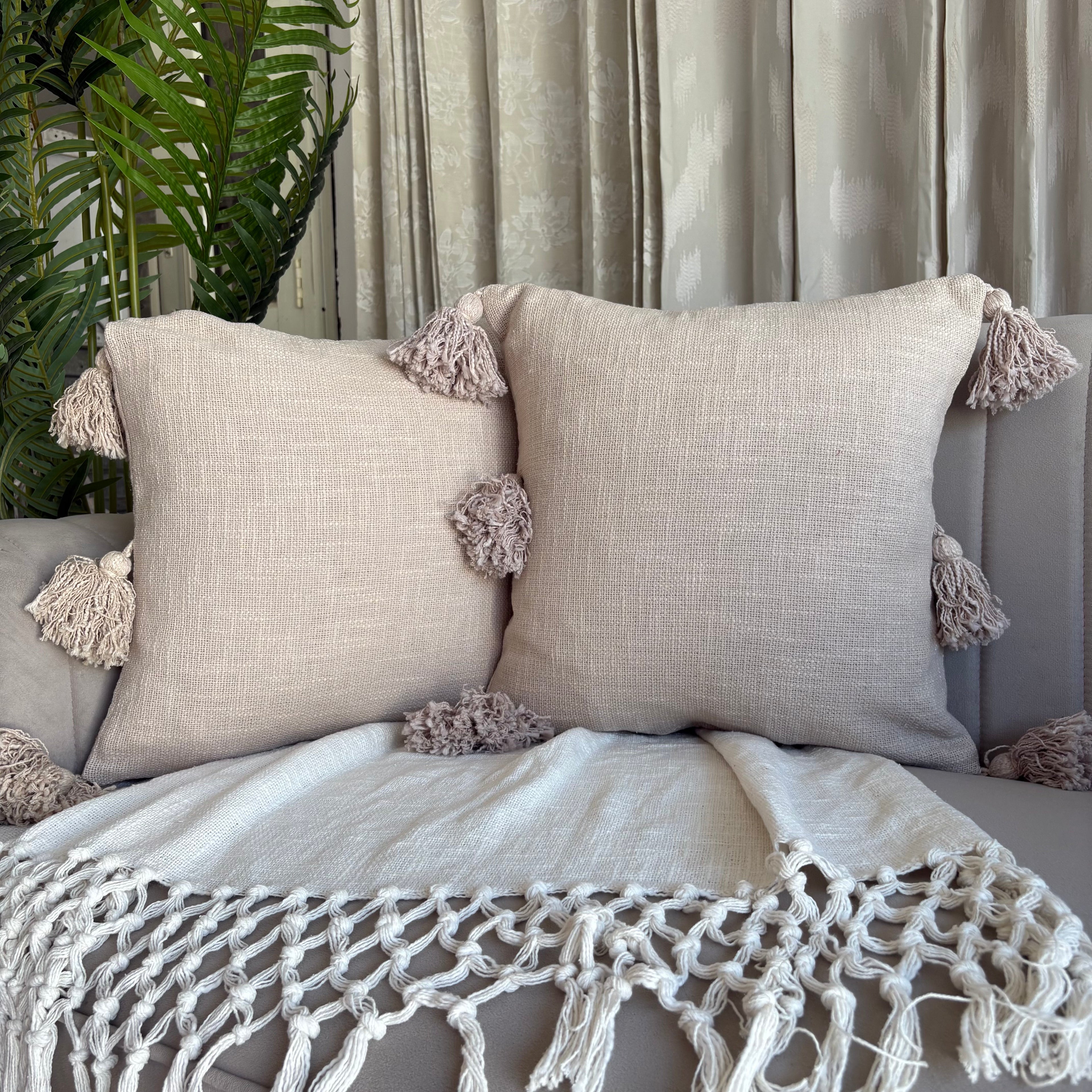 Slub-Cotton Plain Cushion Cover, 40cm X 40cm (16" X 16")