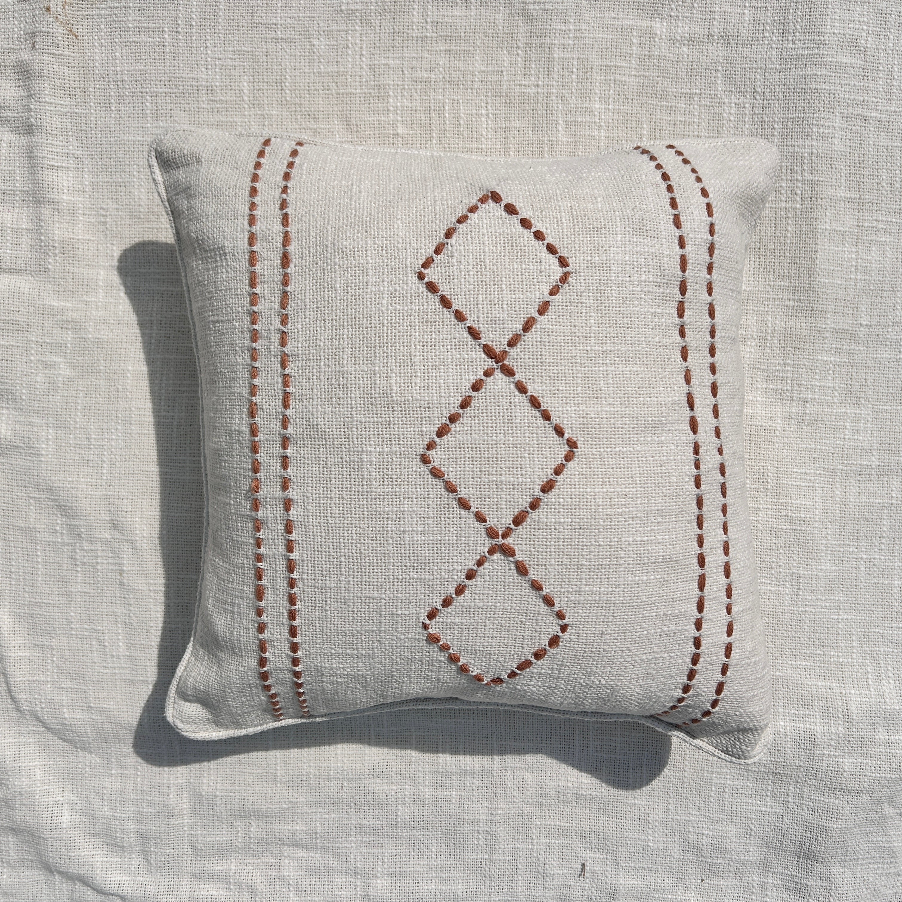 Slub-cotton Embroidered Cushion Cover, 40cm X 40cm (16" X 16")