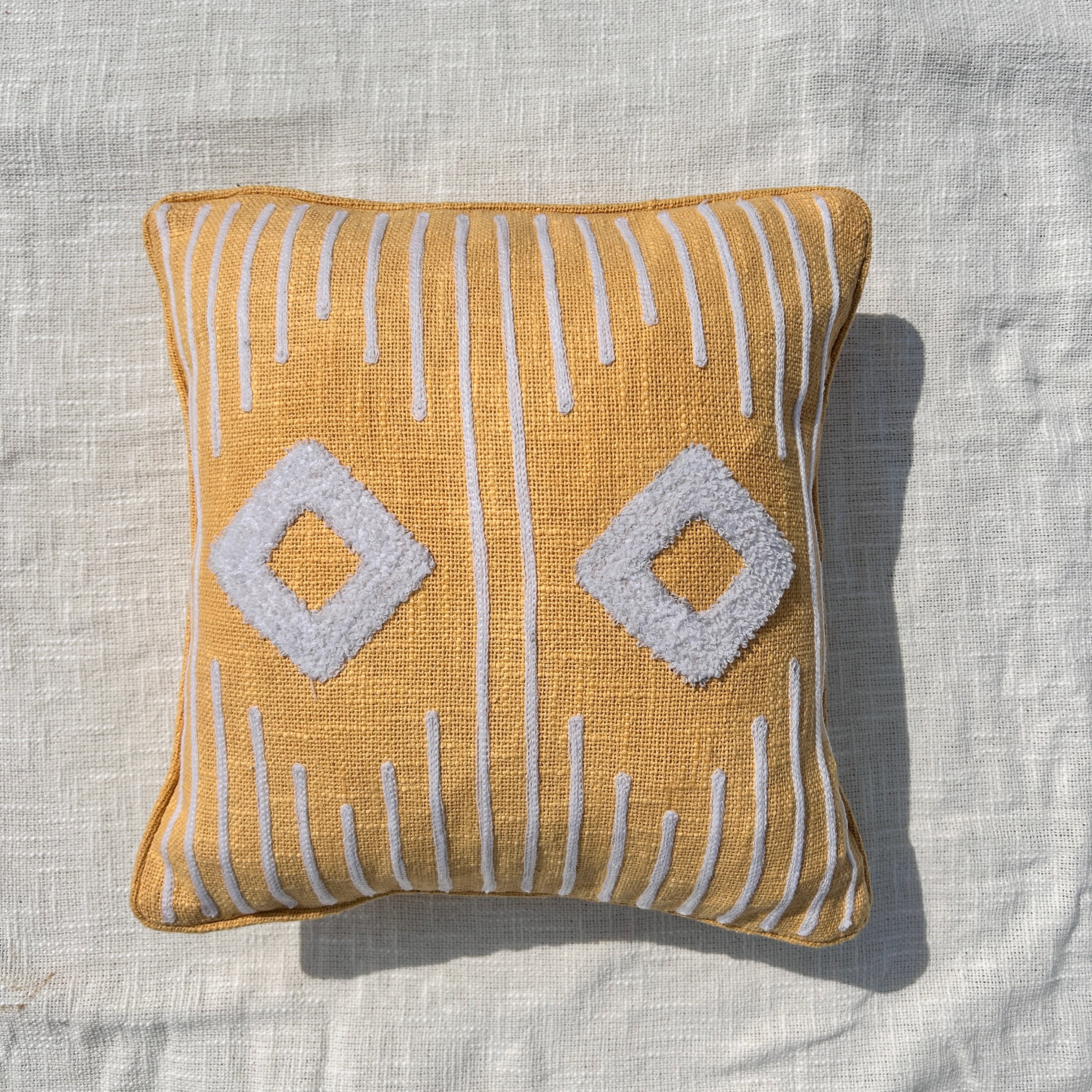 Slub-Cotton Embroidered Cushion Cover, 40cm X 40cm (16" X 16")