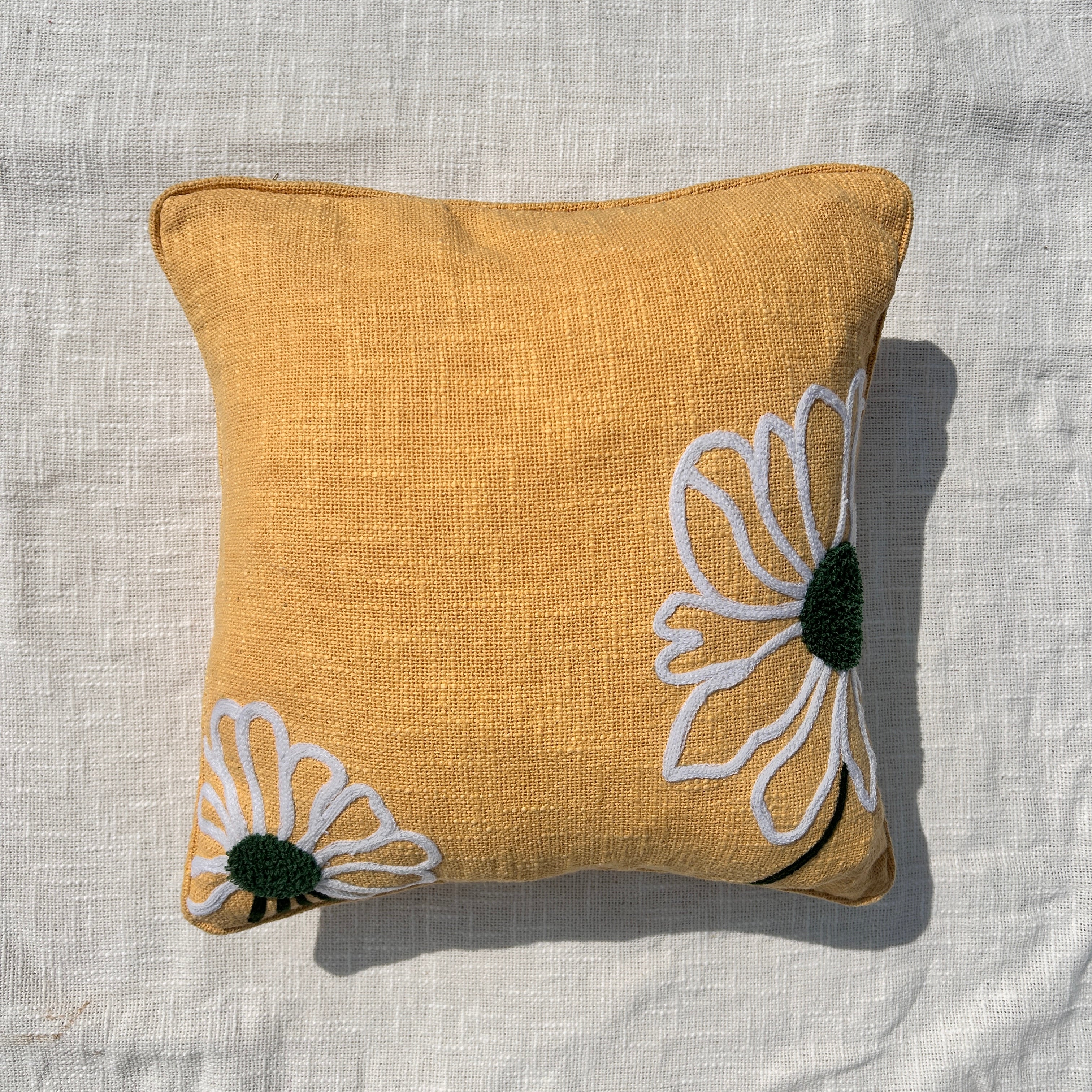 Slub-cotton Embroidered Cushion Cover, 40cm X 40cm (16" X 16")