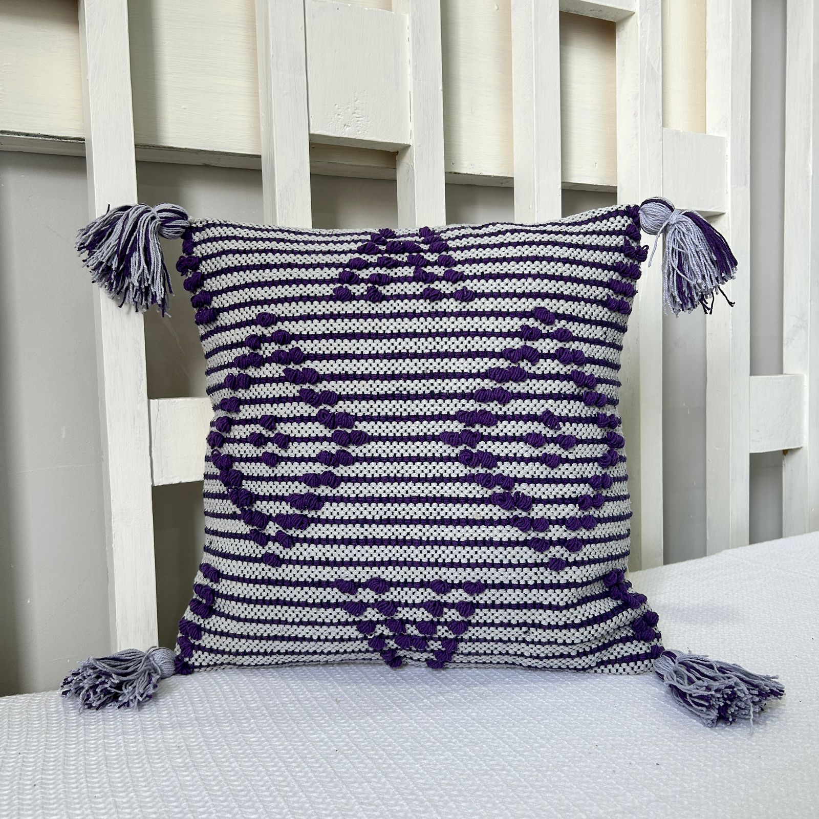 Export House Cotton Boho Cushion Cover -  Size:40cm X 40cm (16" X 16")
