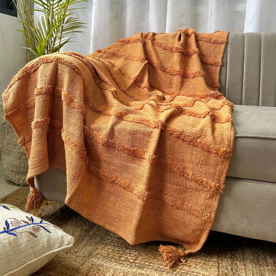Cotton Premium Sofa Throw Blanket, Size:127cm X 152cm (50" X 60")