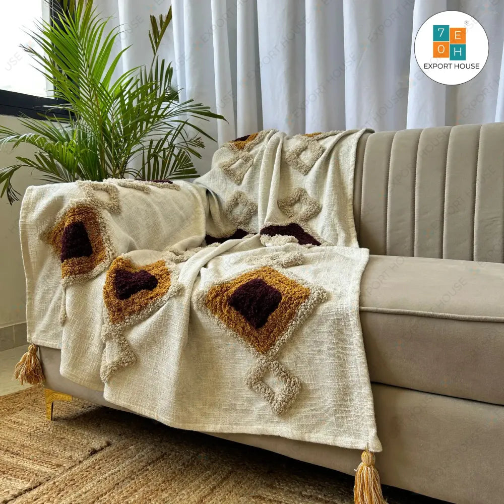Cotton Premium Sofa Throw Blanket, Size:127cm X 152cm (50" X 60")