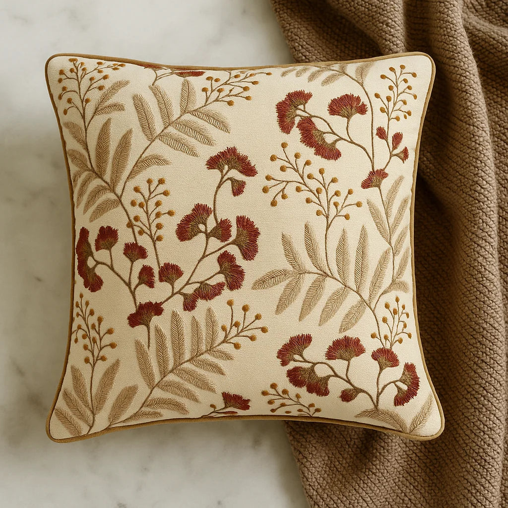 Rustic Meadow Blossom - Premium Cushion Cover