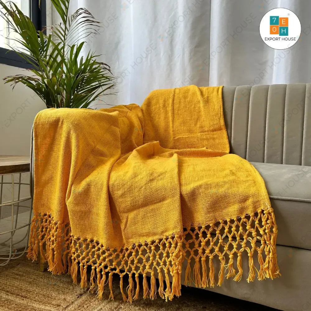 Cotton Premium Sofa Throw Blanket, Size:127cm X 152cm (50" X 60")