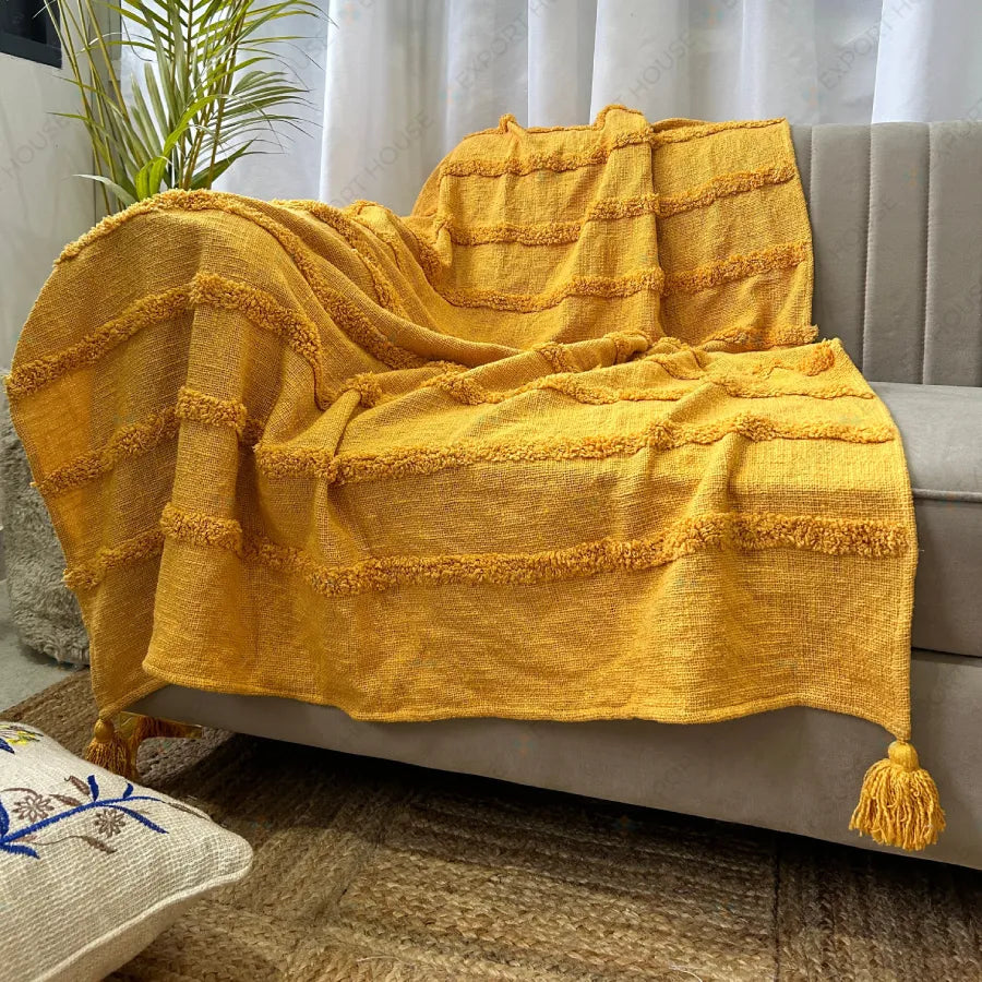 Cotton Premium Sofa Throw Blanket, Size:127cm X 152cm (50" X 60")