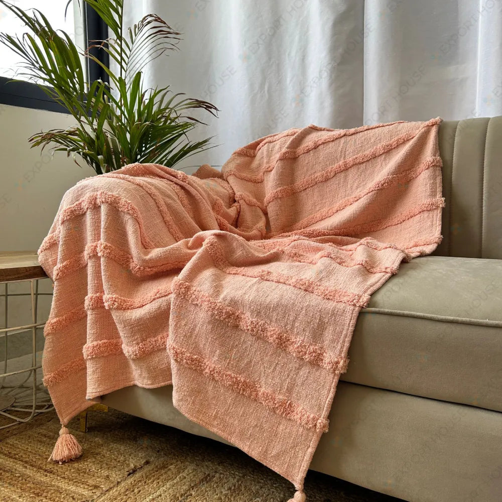 Cotton Premium Sofa Throw Blanket, Size:127cm X 152cm (50" X 60")