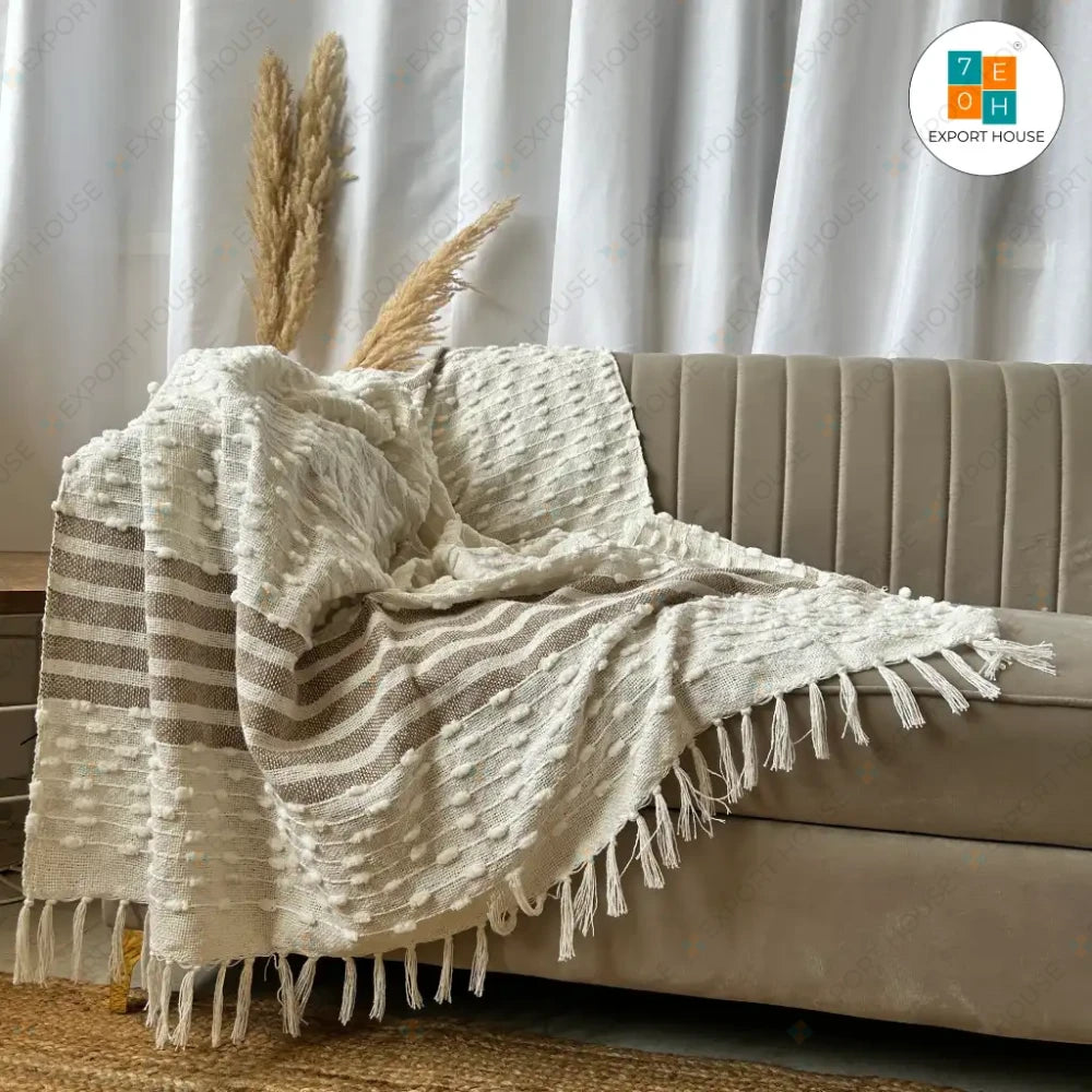 Cotton Premium Sofa Throw Blanket, Size:127cm X 152cm (50" X 60")