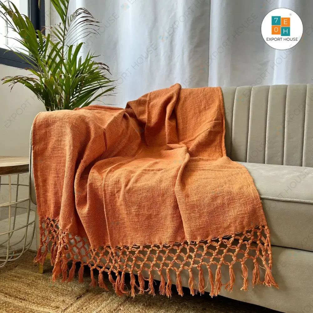 Cotton Premium Sofa Throw Blanket, Size:127cm X 152cm (50" X 60")