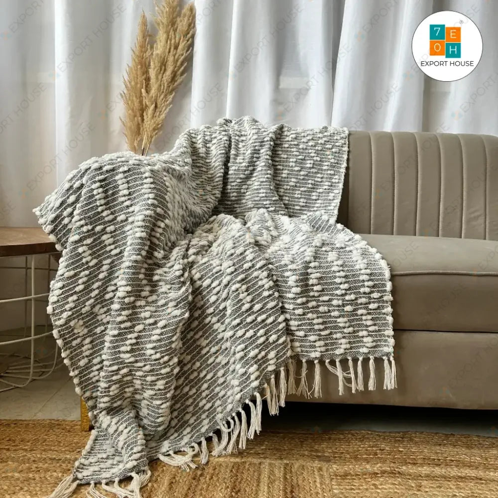 Cotton Premium Sofa Throw Blanket, Size:127cm X 152cm (50" X 60")