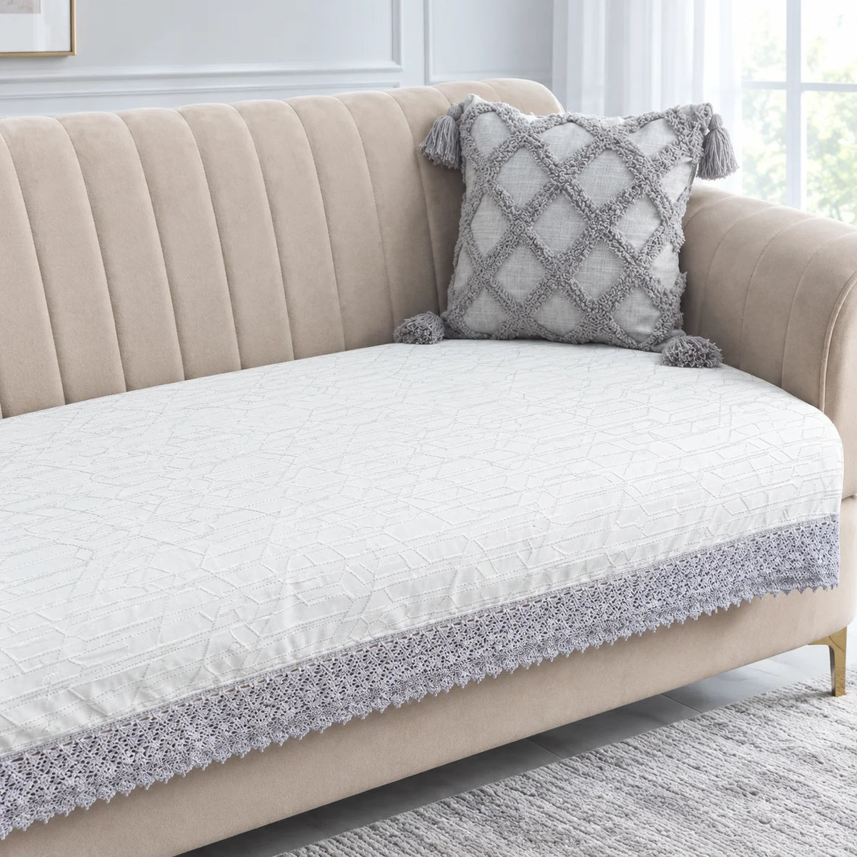 Blue Mist Jacquard Sofa Cover