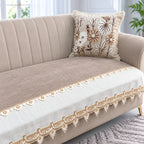 Ivory Gold Lace Jacquard Sofa Cover