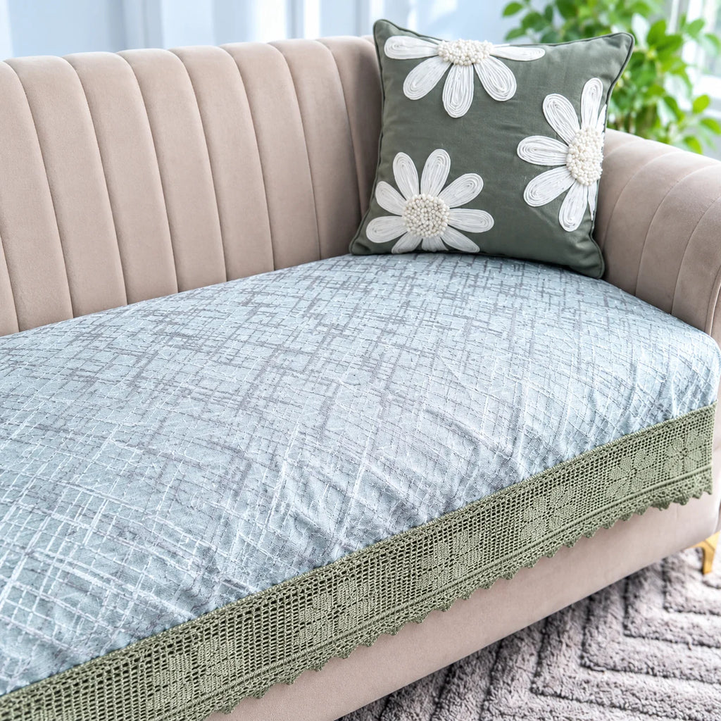 Sage Green & Silver Grey Premium Sofa Cover
