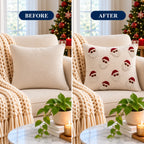 Christmas Themed Slub-Cotton Tufted Cushion Cover, Size:40cm X 40cm (16" X 16")
