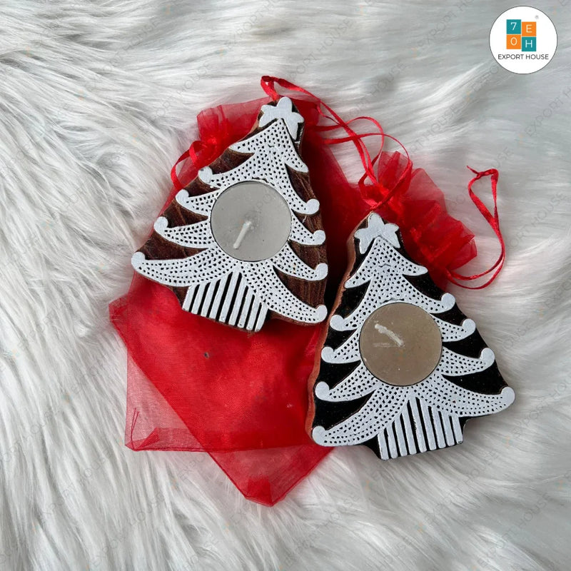 Christmas Themed Wooden Wooden Candle, Size:10cm (4")