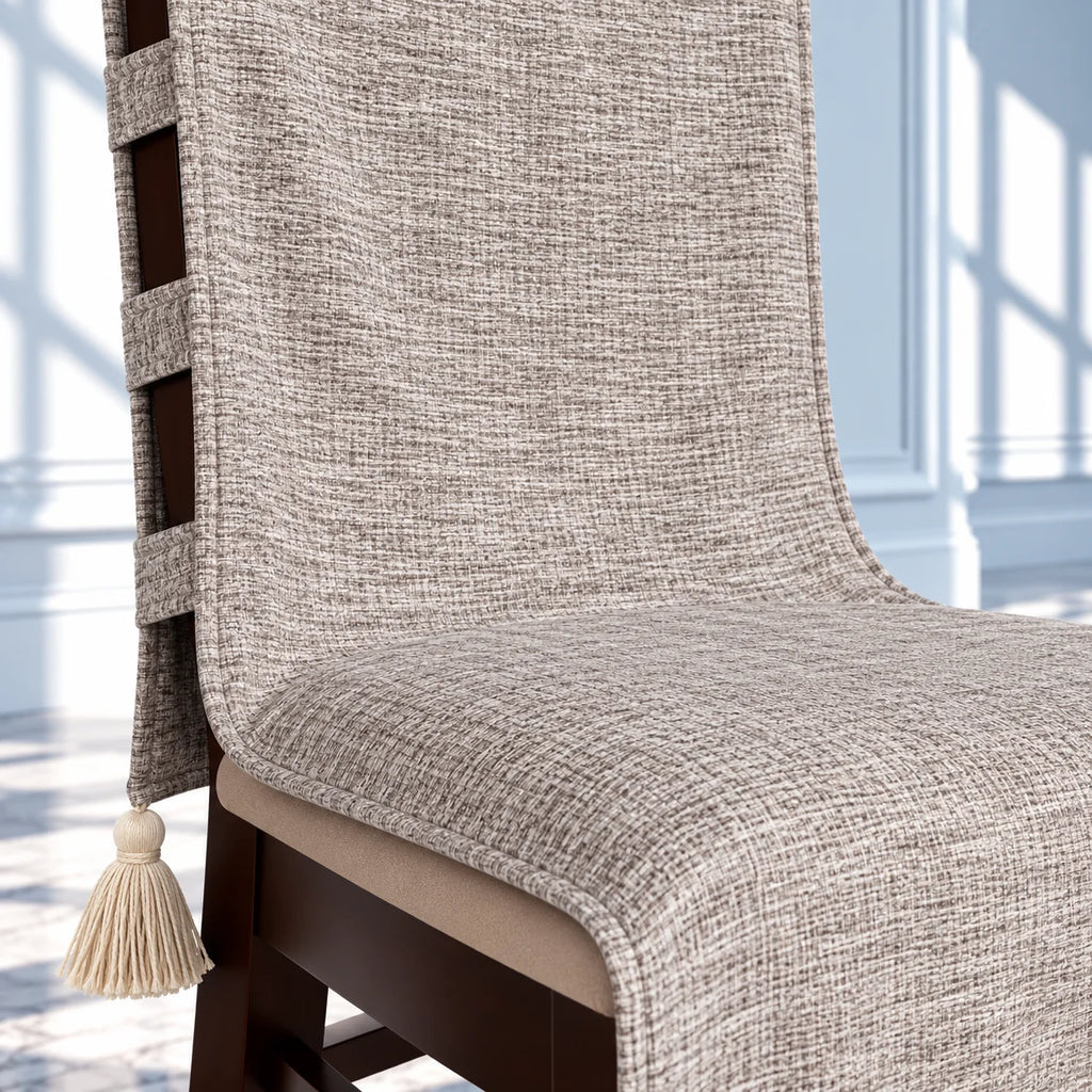 Stone Tweed Melange Chair Cover with Tassels
