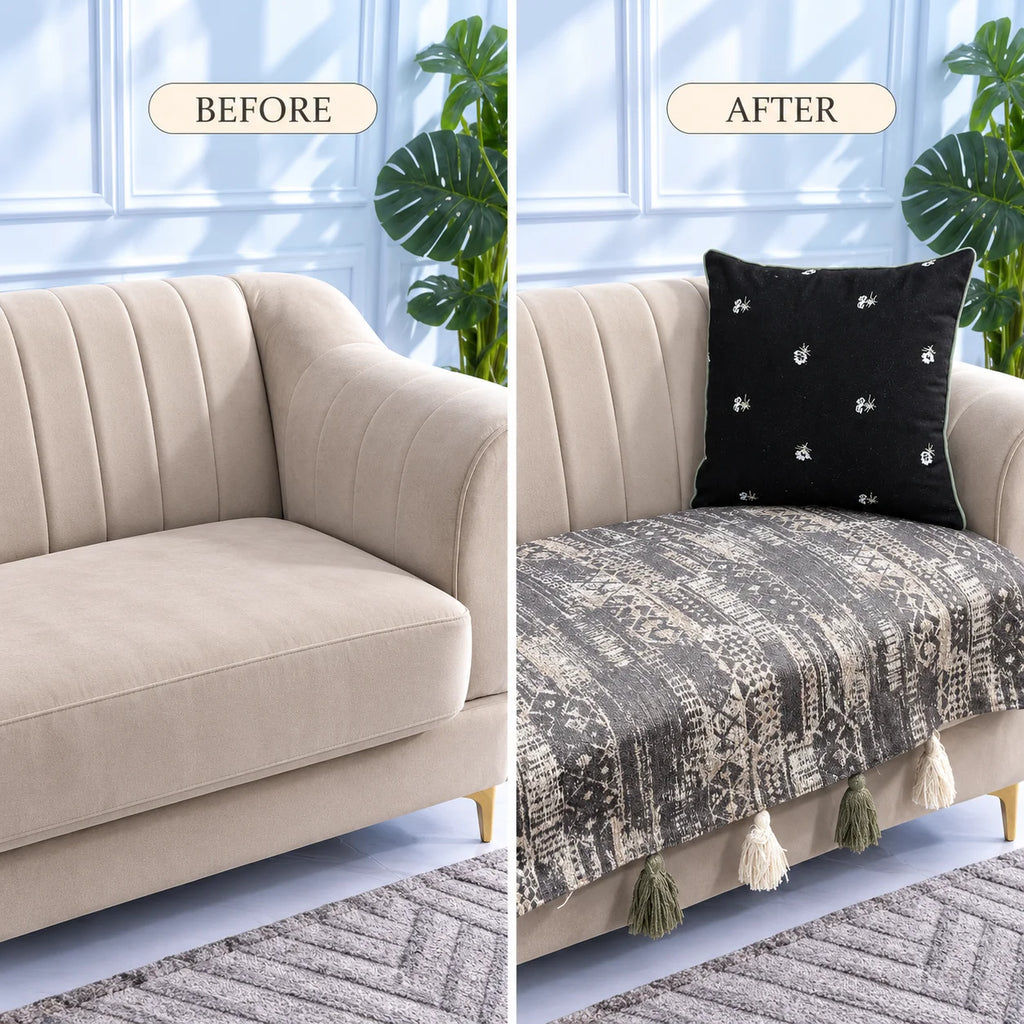 Sofa Cover with Tassels